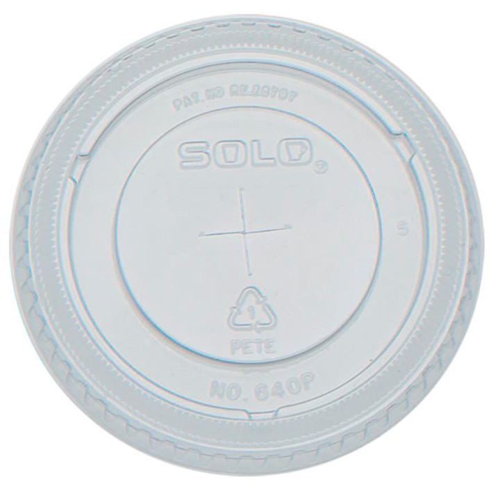 Plastic Lid with Straw Slot PET Crystal Flat Ø8,3cm (2500 Units)