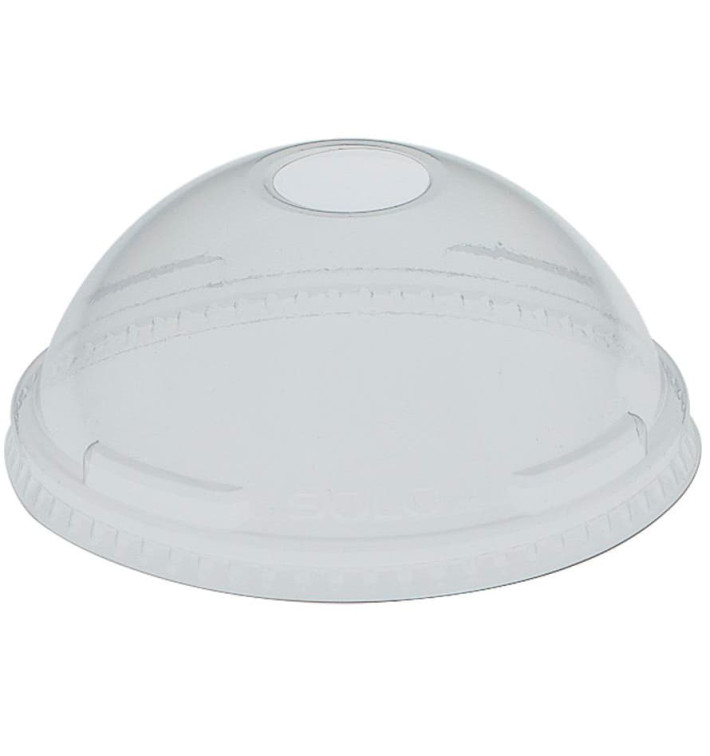 Plastic Dome Lid with Hole PET Crystal Ø10,7cm (500 Units)