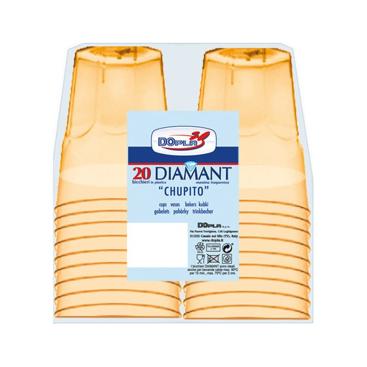 Plastic Shot PS Crystal "Diamant" Yellow 50ml (20 Units) 