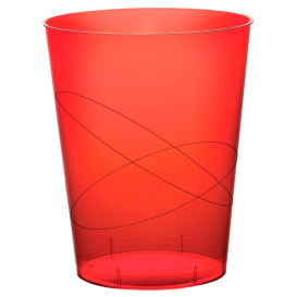 Plastic Cup PS "Moon" Red Clear 350ml (20 Units) 
