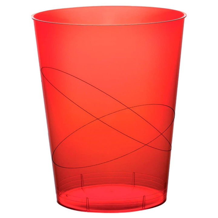 Plastic Cup PS "Moon" Red Clear 350ml (20 Units) 