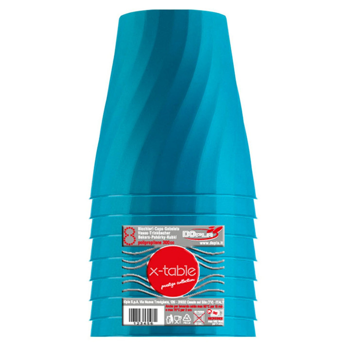 Plastic Cup PP "X-Table" Turquoise 320ml (128 Units)