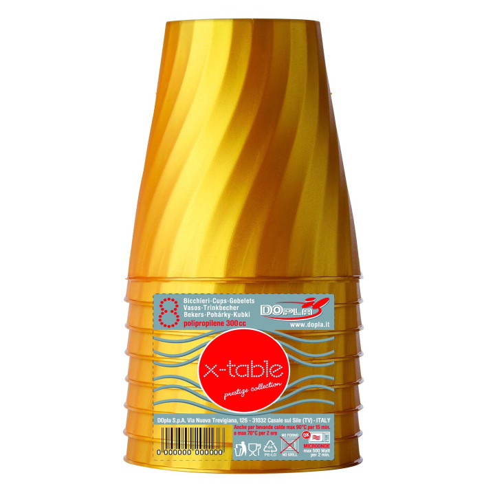 Plastic Cup PP "X-Table" Gold 320ml (128 Units)
