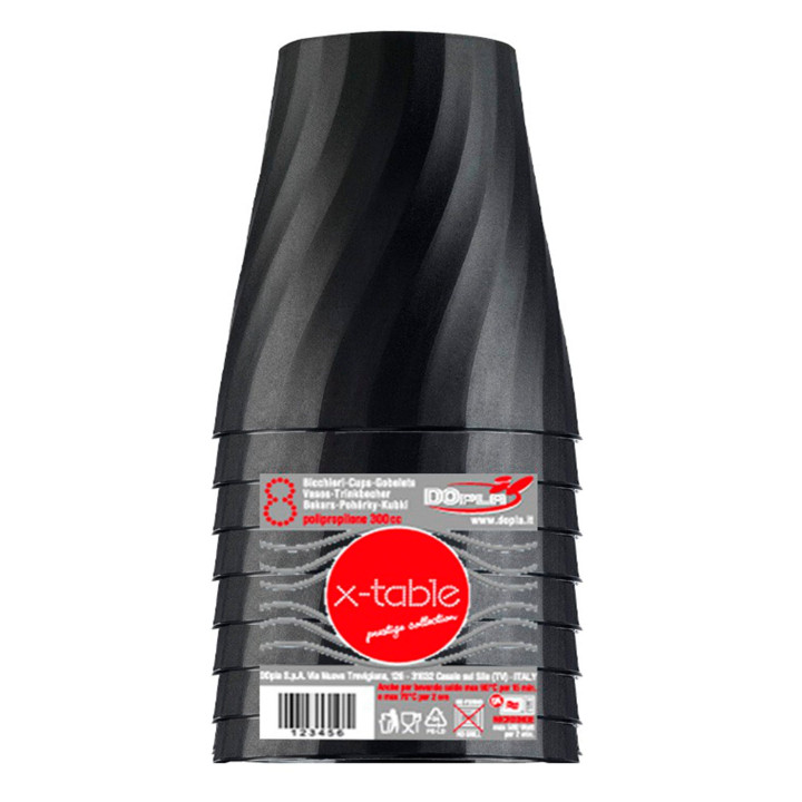 Plastic Cup PP "X-Table" Black 320ml (8 Units) 