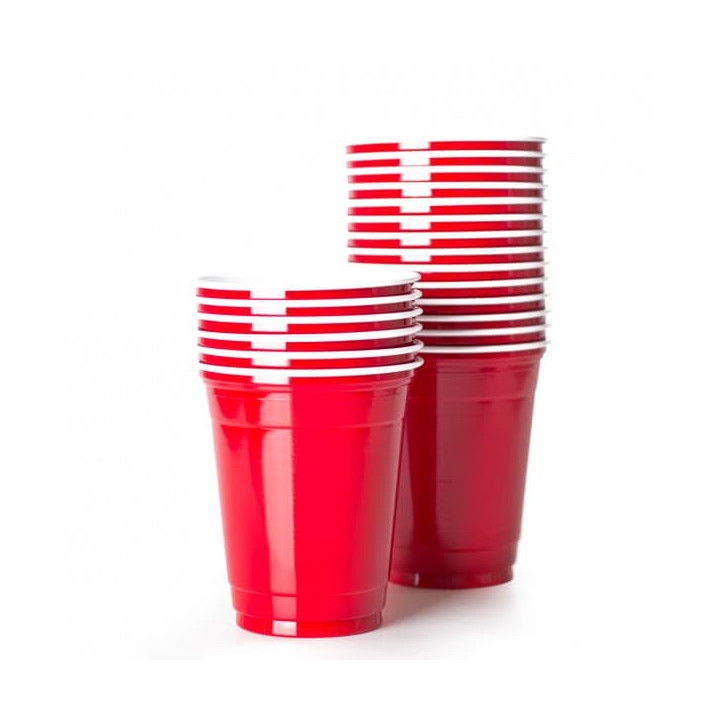 Plastic Cup PS Red American Party 360ml (50 Units)