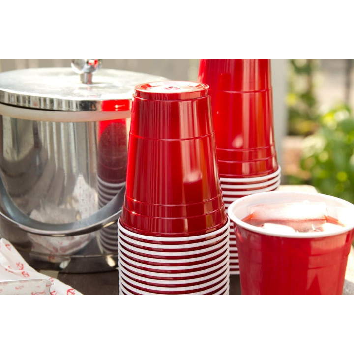 Plastic Cup PS Red American Party 470ml (50 Units)