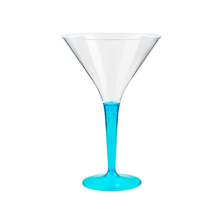 Plastic Stemmed Glass Cocktail Turquoise 100 ml (48 Units)
