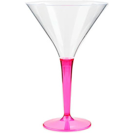 Plastic Stemmed Glass Cocktail Raspberry 100 ml (6 Units)