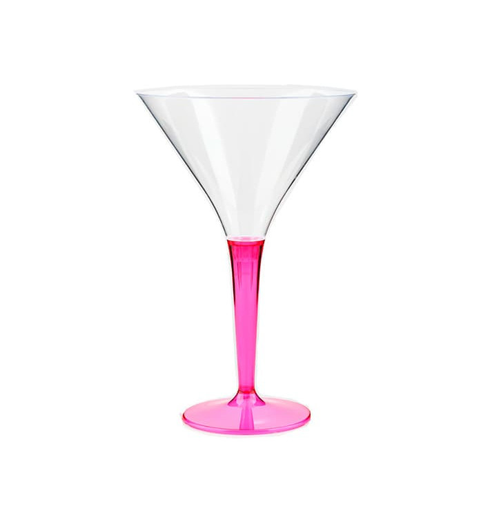 Plastic Stemmed Glass Cocktail Raspberry 100 ml (48 Units)