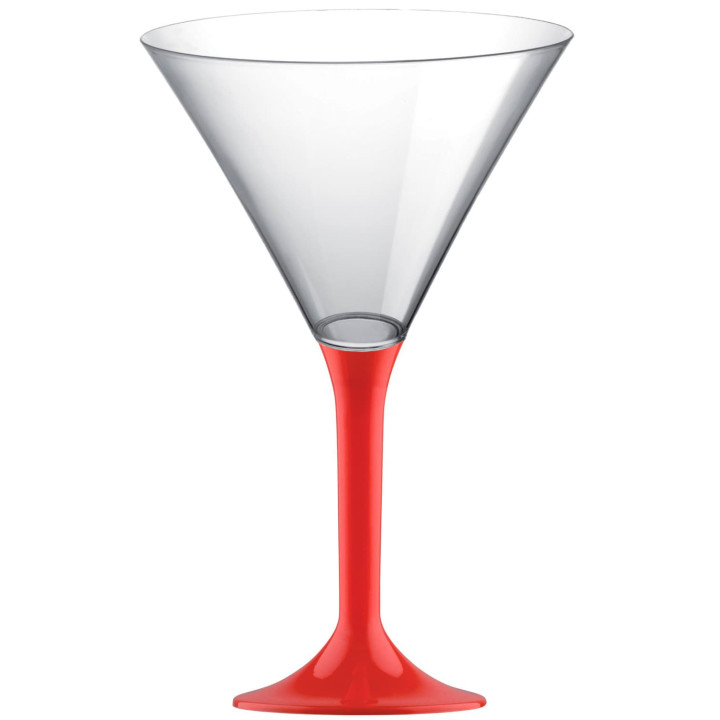 Plastic Stemmed Glass Cocktail Red 185ml 2P (200 Units)