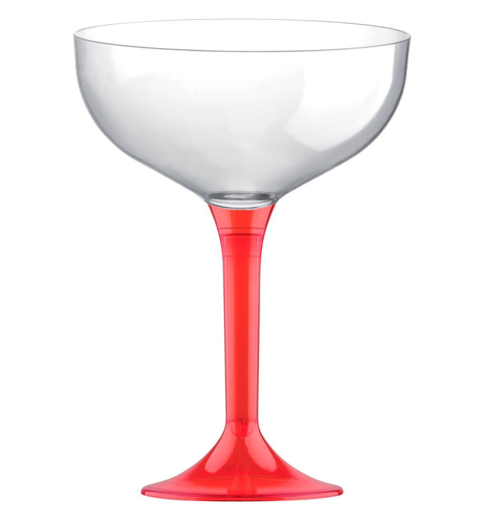 Plastic Stemmed Flute Red 200ml 2P (200 Units)