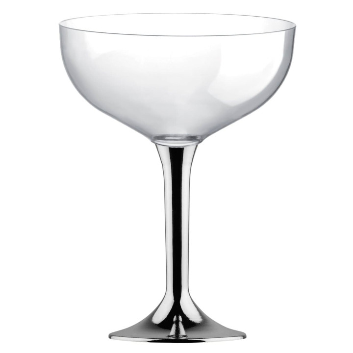Plastic Stemmed Flute Silver Chrome 200ml 2P (200 Units)