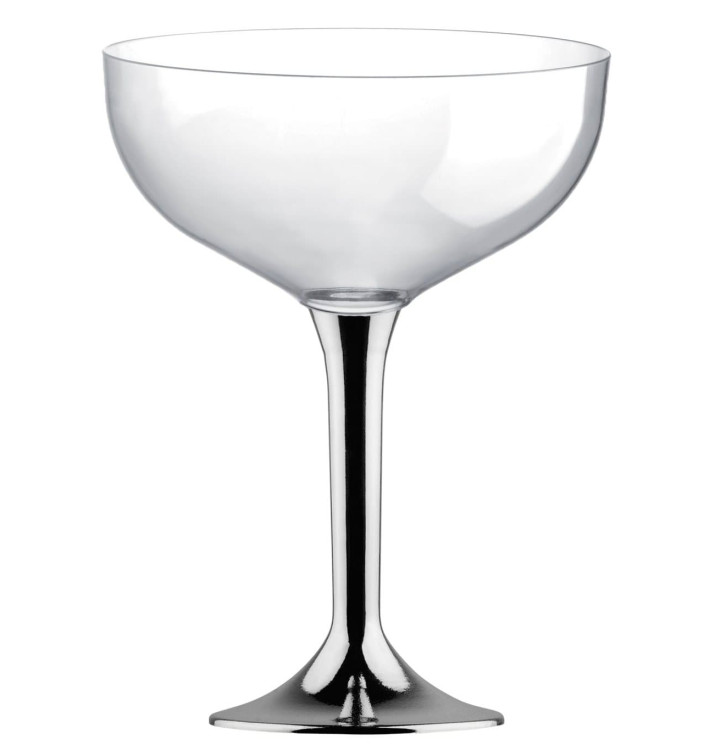 Plastic Stemmed Flute Silver Chrome 200ml 2P (40 Units)