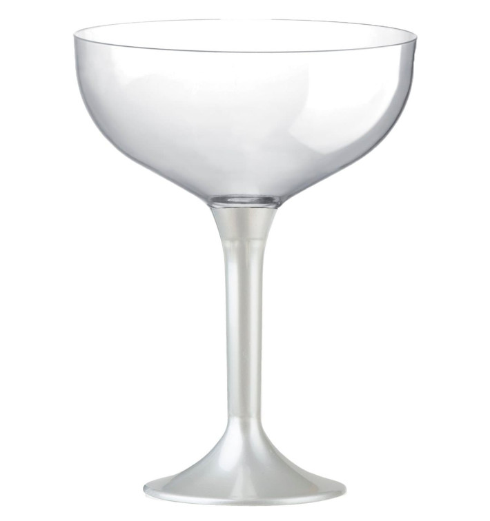 Plastic Stemmed Flute White Pearl 200ml 2P (40 Units)