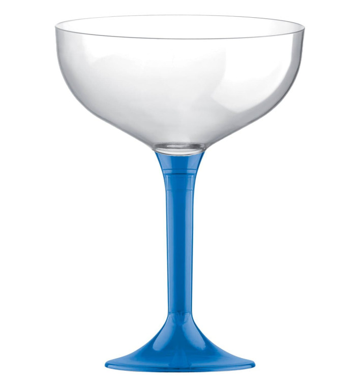 Plastic Stemmed Flute Blue Clear 200ml 2P (200 Units)