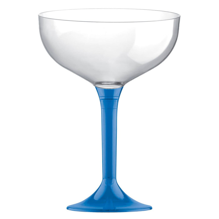 Plastic Stemmed Flute Blue Clear 200ml 2P (200 Units)