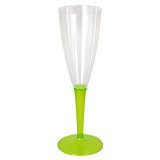 Plastic Stemmed Flute Sparkling Wine Green 100ml (6 Units) 