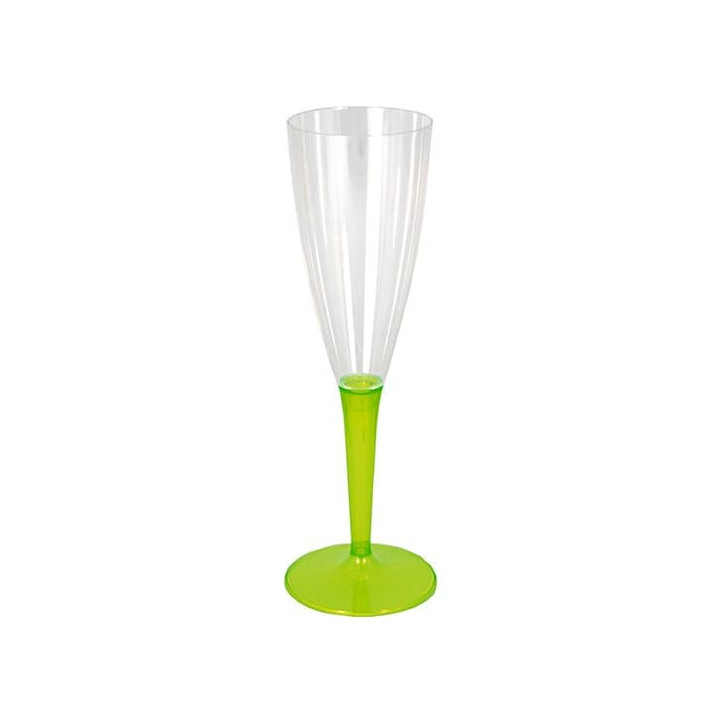 Plastic Stemmed Flute Sparkling Wine Green 100ml (6 Units) 