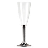 Plastic Stemmed Flute Sparkling Wine Silver 100ml (10 Units) 