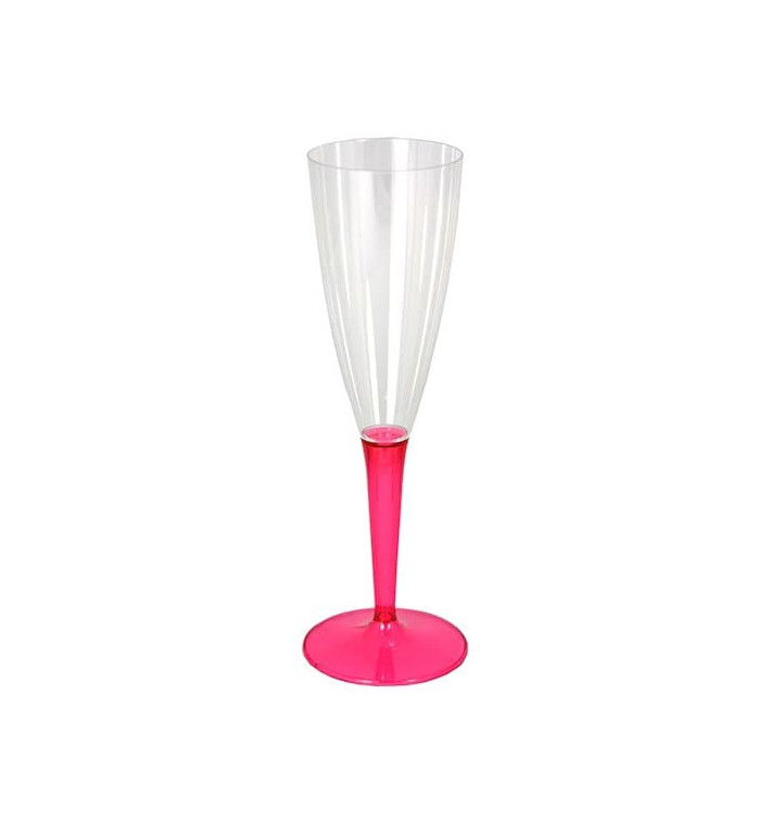 Plastic Stemmed Flute Sparkling Wine Raspberry 100ml (6 Units) 