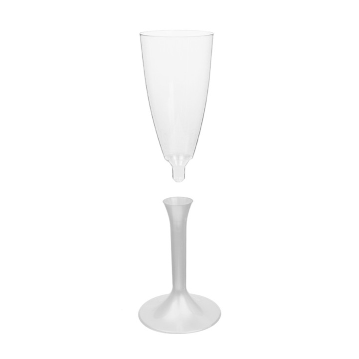 Plastic Stemmed Flute Sparkling Wine White Pearl 120ml 2P (200 Units)