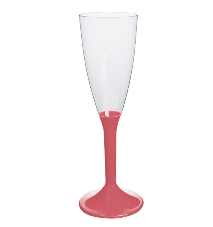 Plastic Stemmed Flute Sparkling Wine Pink Pearl 120ml 2P (40 Units)