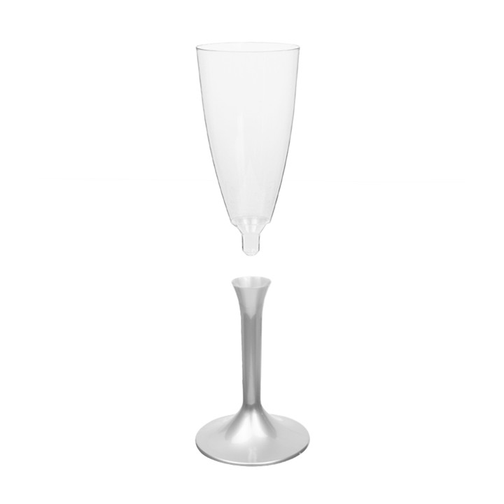 Plastic Stemmed Flute Sparkling Wine Grey 120ml 2P (200 Units)