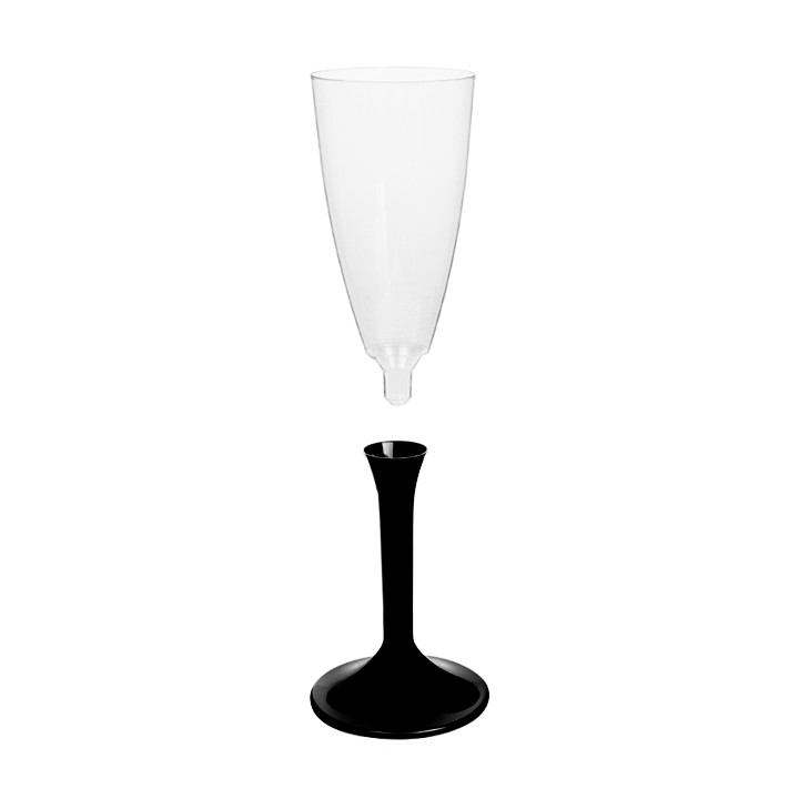 Plastic Stemmed Flute Sparkling Wine Black 120ml 2P (200 Units)