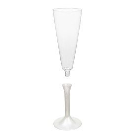 Plastic Stemmed Flute Sparkling Wine White Pearl 160ml 2P (40 Units)