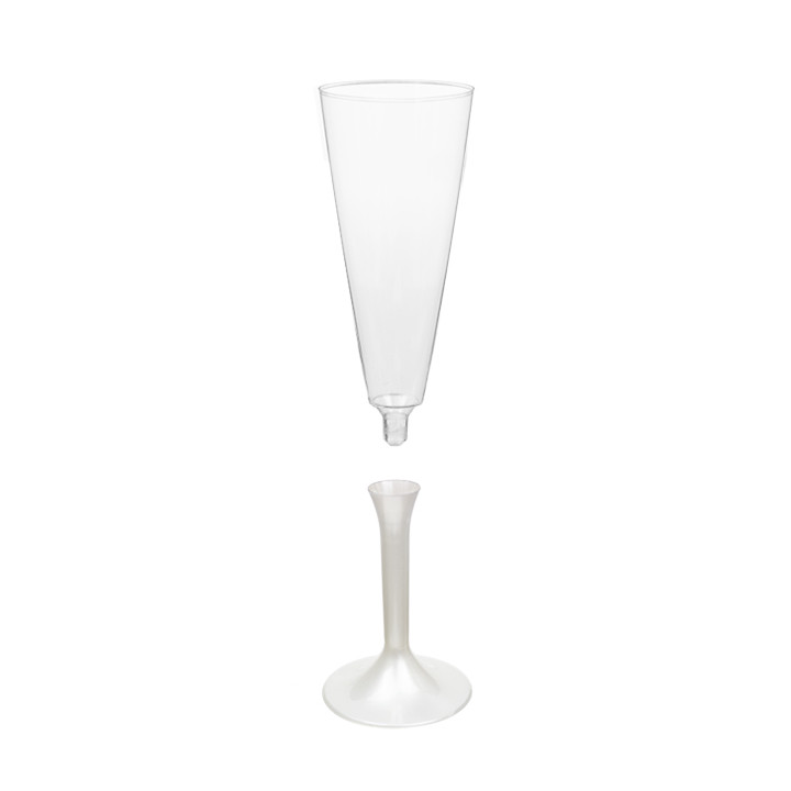 Plastic Stemmed Flute Sparkling Wine White Pearl 160ml 2P (200 Units)