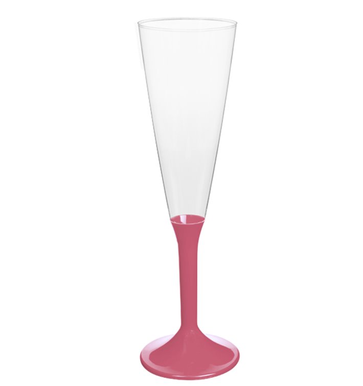 Plastic Stemmed Flute Sparkling Wine Pink Pearl 160ml 2P (200 Units)