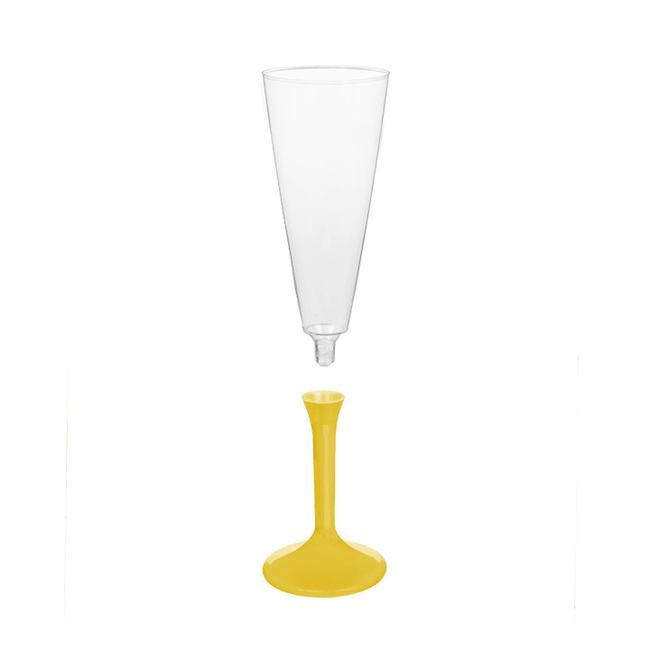 Plastic Stemmed Flute Sparkling Wine Yellow 160ml 2P (200 Units)