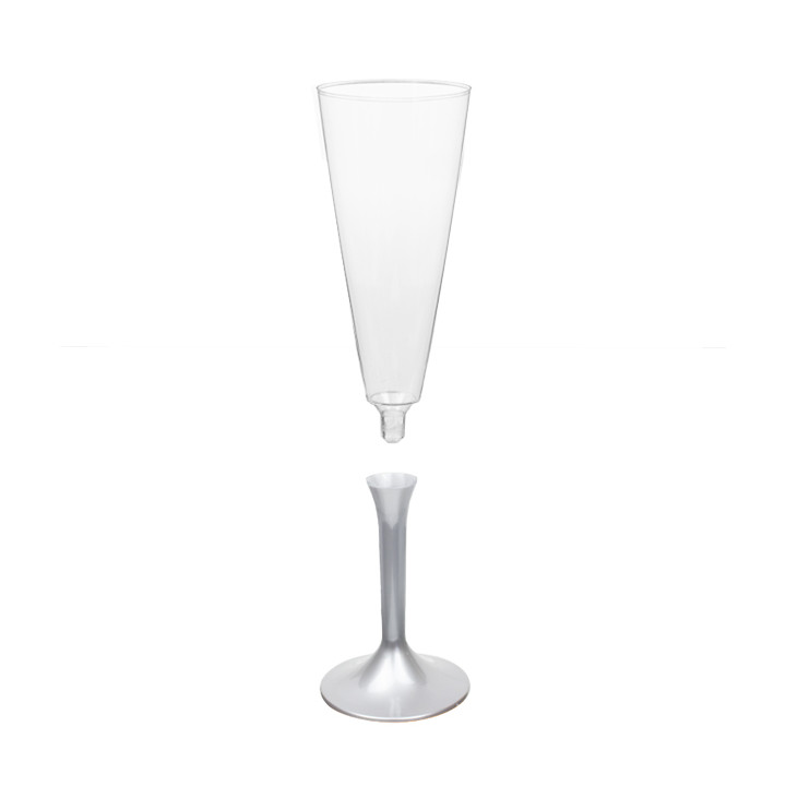 Plastic Stemmed Flute Sparkling Wine Grey 160ml 2P (200 Units)