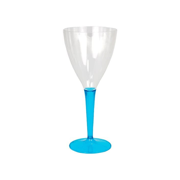 Plastic Stemmed Glass Wine Turquoise 130ml (6 Units) 