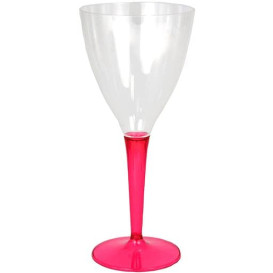 Plastic Stemmed Glass Wine Raspberry 130ml (60 Units)