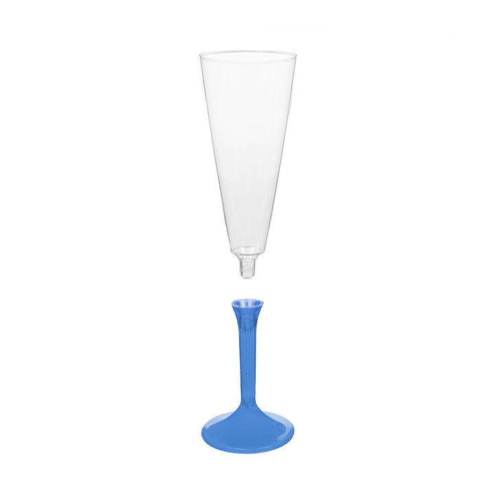 Plastic Stemmed Flute Sparkling Wine Blue Clear 160ml 2P (200 Units)