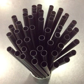 Plastic Straw for Frappé PS Straight Black Ø0,8cm 25cm (10000 Units)