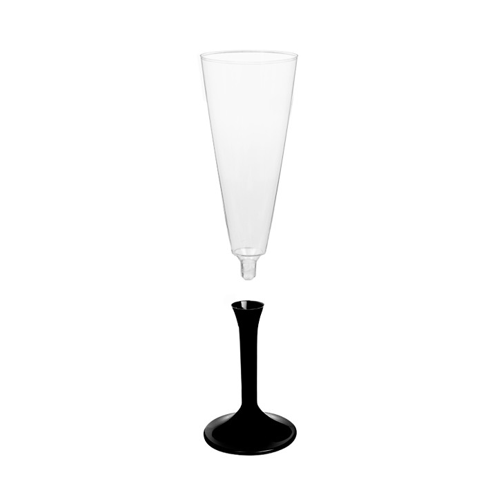 Plastic Stemmed Flute Sparkling Wine Black 160ml 2P (200 Units)