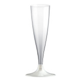 Plastic Stemmed Flute Sparkling Wine White Pearl 140ml 2P (20 Units)