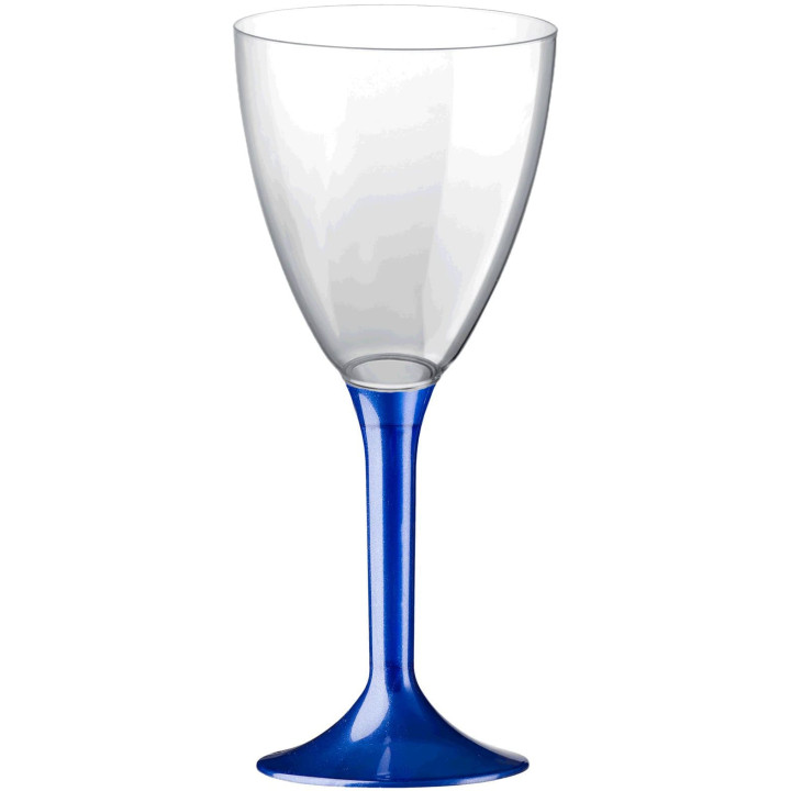 Plastic Stemmed Glass Wine Blue Pearl Removable Stem 180ml (200 Units)