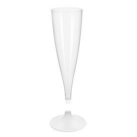 Plastic Stemmed Flute Sparkling Wine White 140ml 2P (20 Units)