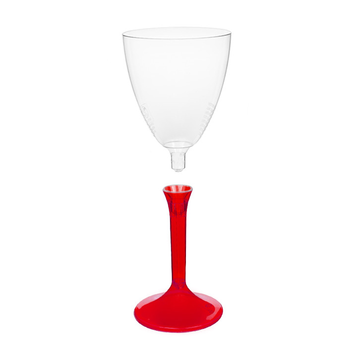 Plastic Stemmed Glass Wine Red Clear Removable Stem 180ml (200 Units)