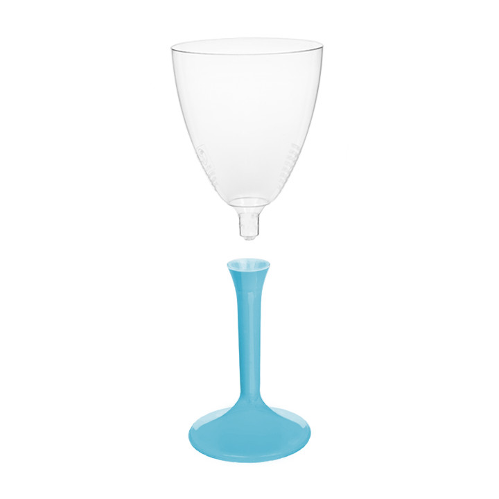 Plastic Stemmed Glass Wine Turquoise Removable Stem 180ml (200 Units)