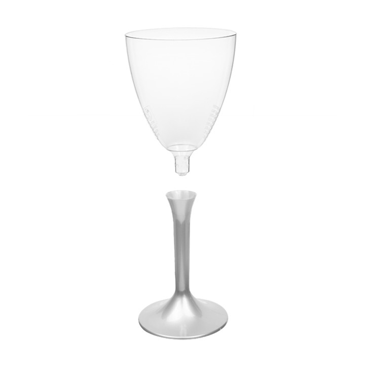 Plastic Stemmed Glass Wine Grey Removable Stem 180ml (200 Units)