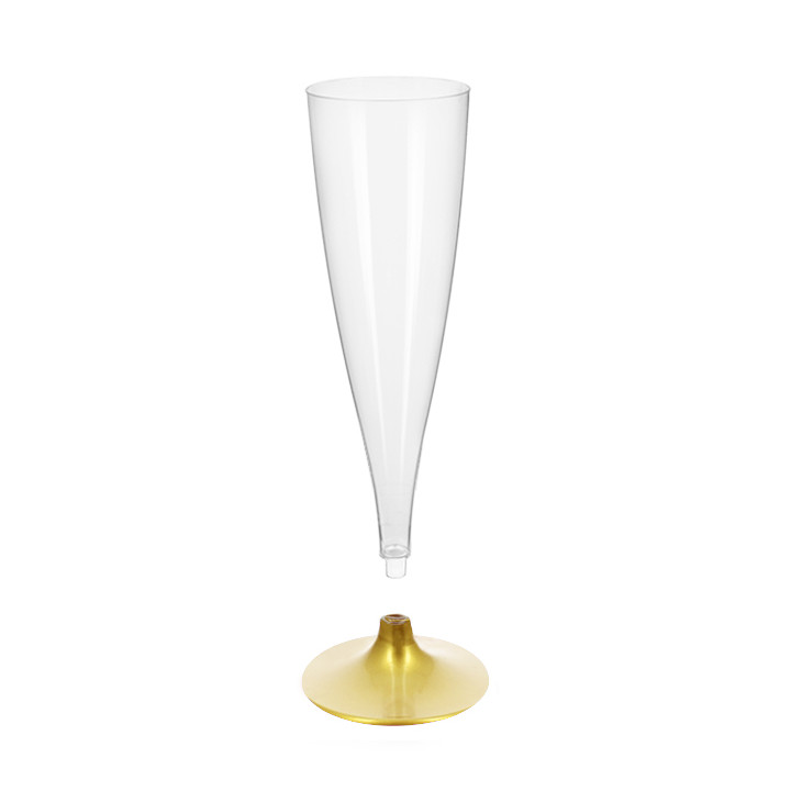 Plastic Stemmed Flute Sparkling Wine Gold 140ml 2P (400 Units)