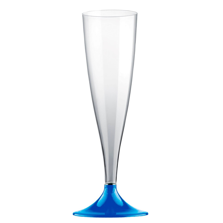 Plastic Stemmed Flute Sparkling Wine Mediterranean Blue 140ml 2P (400 Units)
