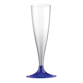 Plastic Stemmed Flute Sparkling Wine Blue Clear 140ml 2P (400 Units)