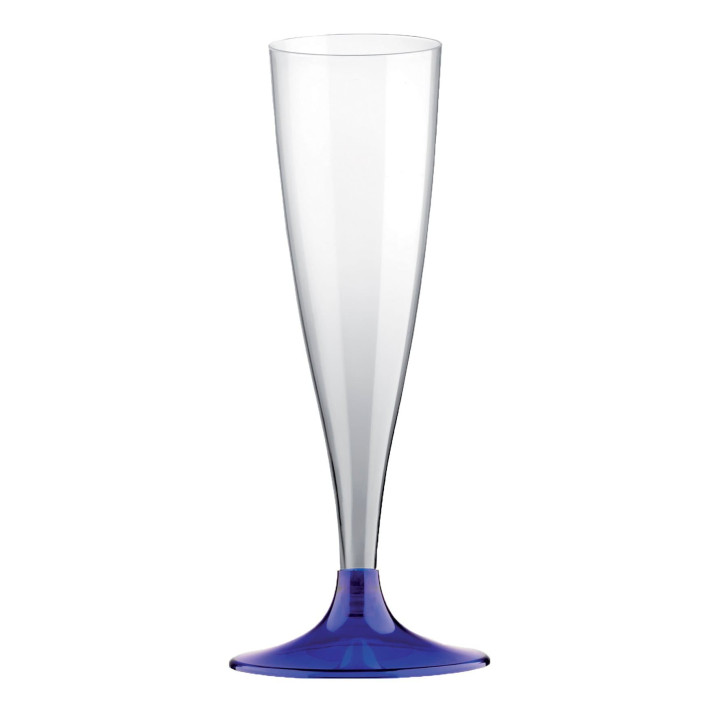 Plastic Stemmed Flute Sparkling Wine Blue Clear 140ml 2P (400 Units)