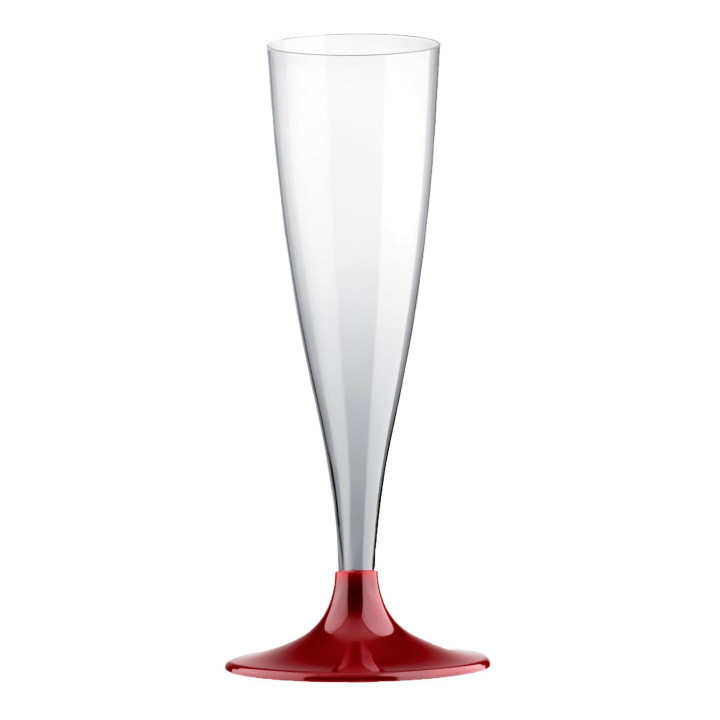 Plastic Stemmed Flute Sparkling Wine Burgundy 140ml 2P (20 Units)