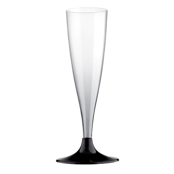 Plastic Stemmed Flute Sparkling Wine Black 140ml 2P (120 Units)